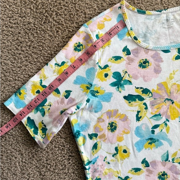 Time and Tru Floral Long Sleeve Top - Pink, Yellow, Blue - Picture 2 of 8